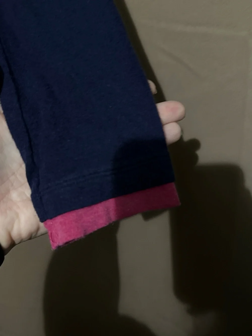 DKNY Navy Long-Sleeve Crewneck Sweater with Pink Cuff Detail
